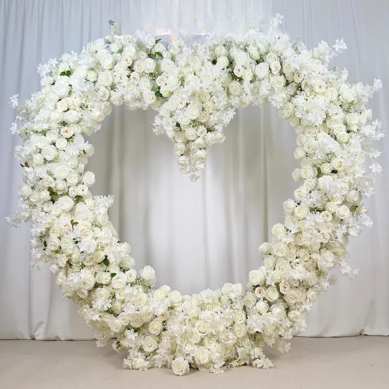 Floral backdrop heart shape white