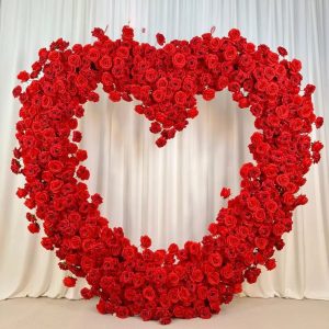 Heart shape floral wall red