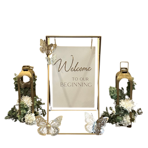 Welcome Sign Gold & White
